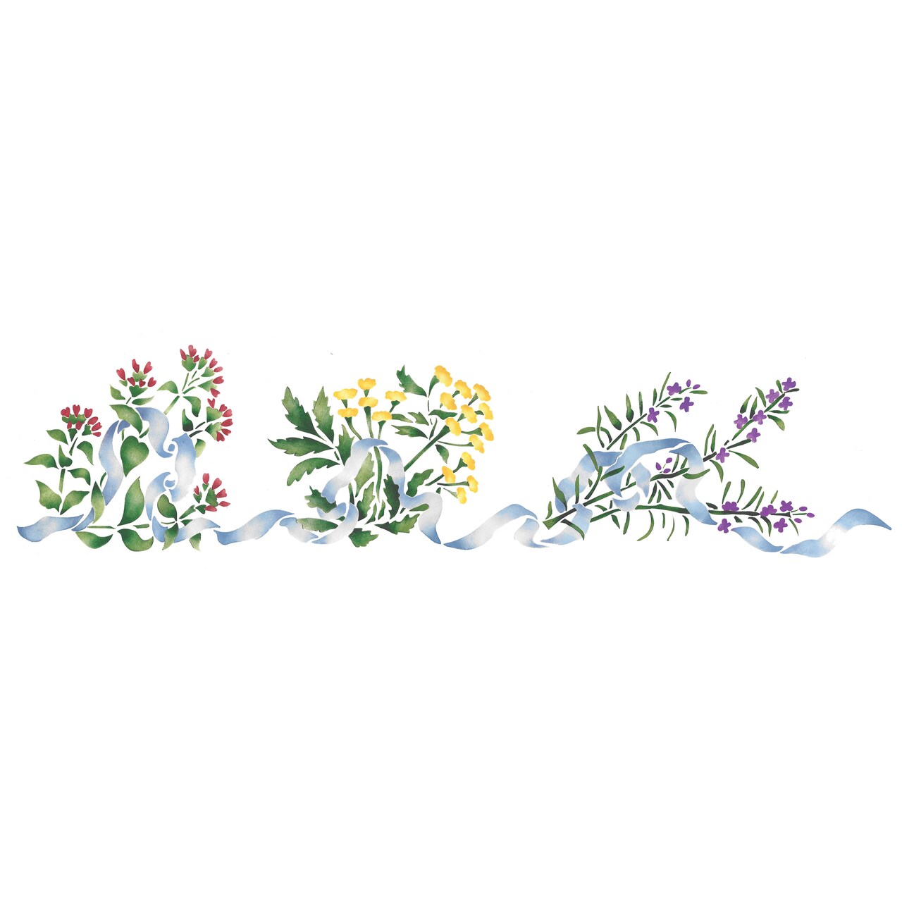 Herbs with Ribbon Wall Stencil | 2195 by Designer Stencils | Word & Phrase Stencils | Reusable Art Craft Stencils for Painting on Walls, Canvas, Wood | Reusable Plastic Paint Stencil for Home Makeover | Easy to Use & Clean Art Stencil